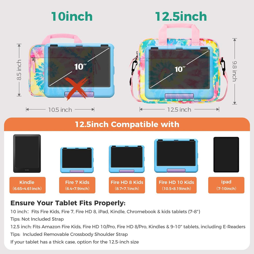 Funda de transporte para tablet Fire HD 8 10 para niños
