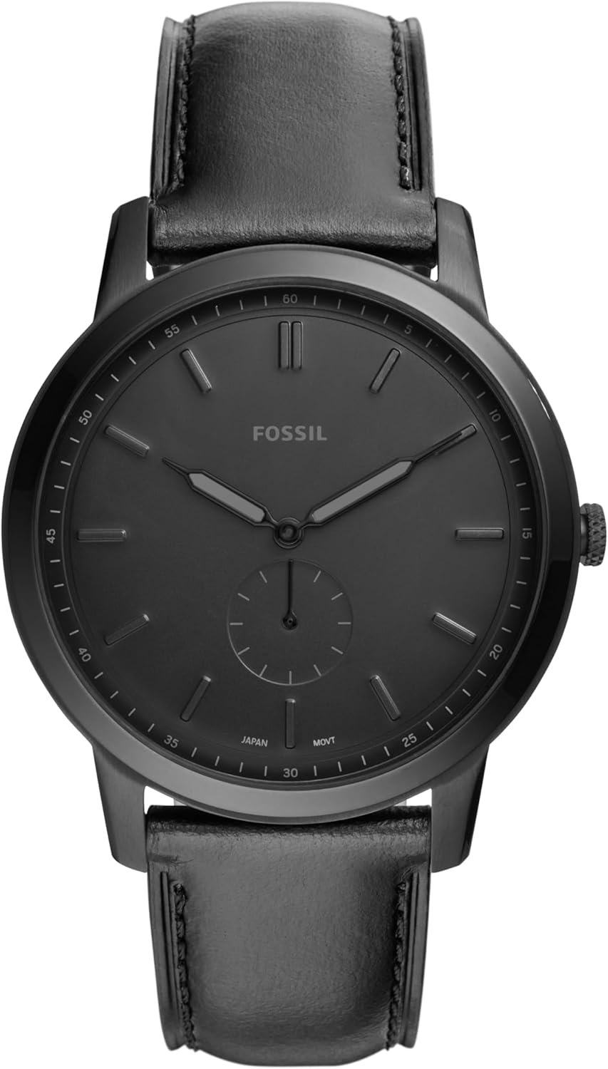 Fossil - Reloj de cuarzo minimalista para hombre, de acero inoxidable y cuero, de tres agujas