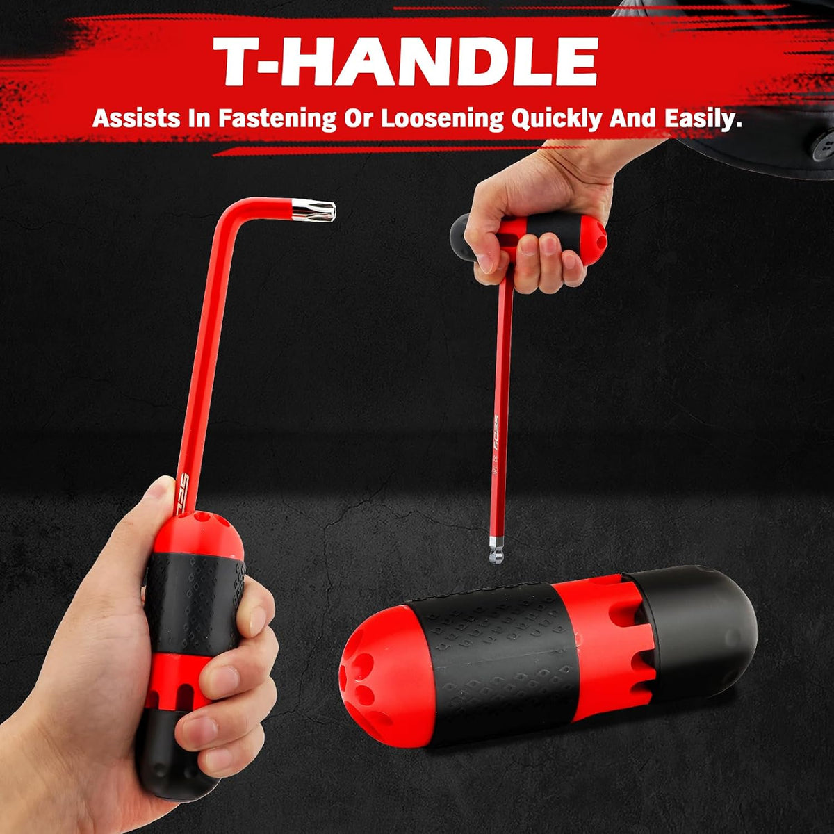 SEDY Juego de 30 piezas de llaves de brazo largo con punta de bola L-Hex y Torx con mango de agarre, juego de llaves hexagonales ultimate con mango en T y barras de extensión, SAE 1/16" a 3/8