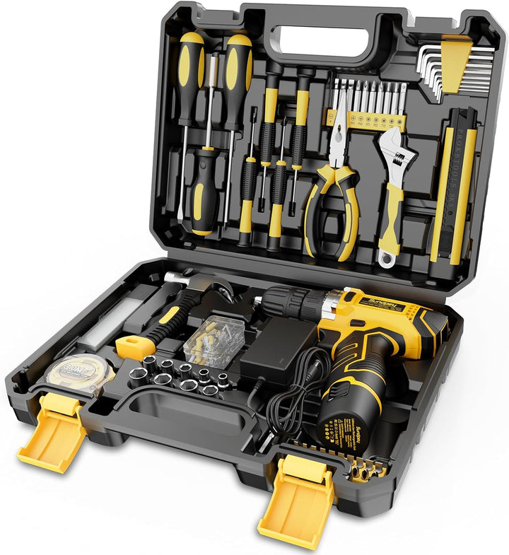 Sundpey Kit de herramientas para el hogar con taladro \u2013 Juego...