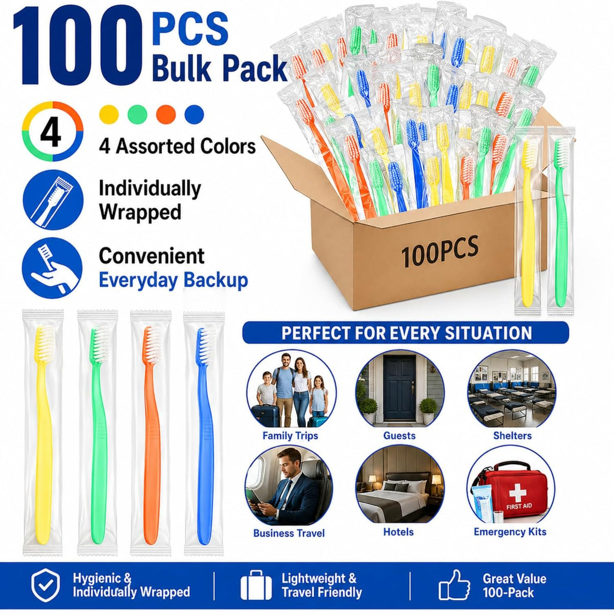 Ziliny 100 unidades de cepillos de dientes desechables con pasta