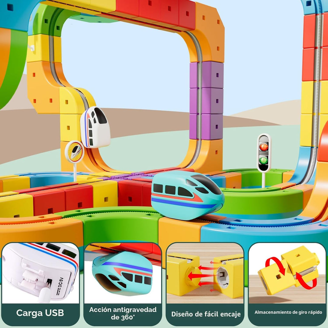 Wdebay klick - Juego de tren eléctrico de raíles 3D con pista de ca...