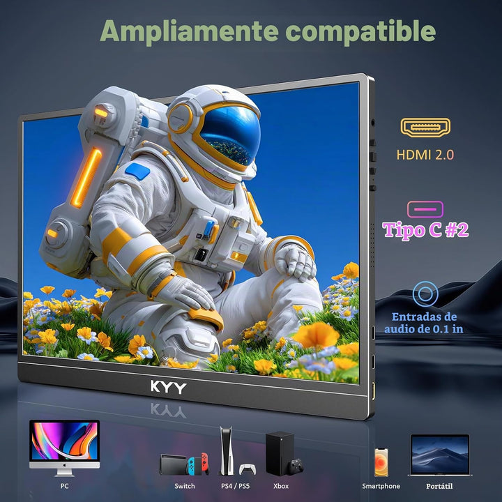 KYY Monitor portátil 4K para computadora portátil, monitor de viaje...