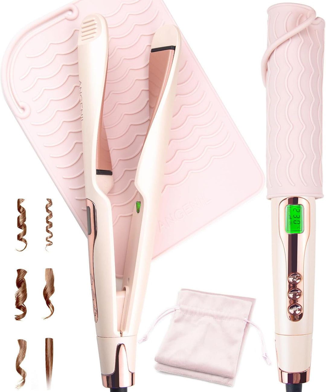 Plancha plana de pelo profesional Angenil Pro Twist, alisadora y ri...