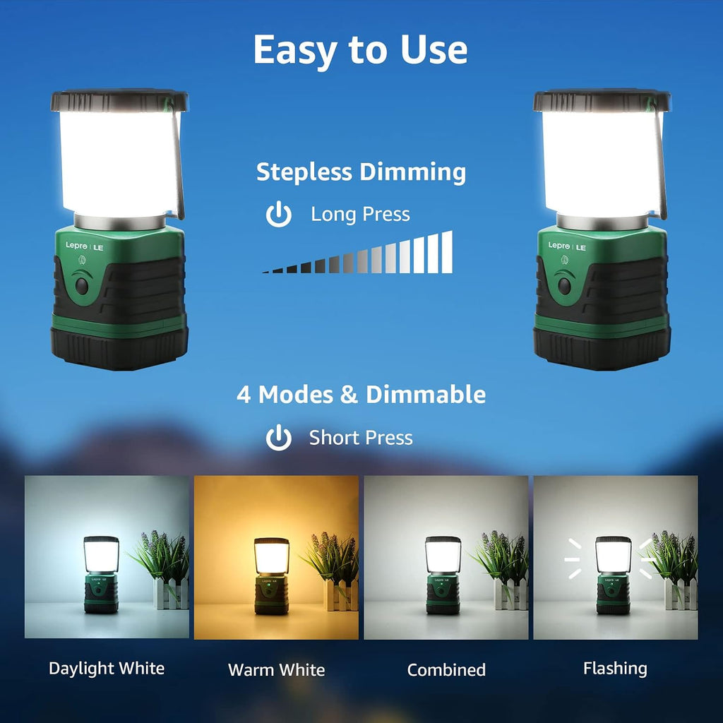 Lámpara LE farol led portátil para camping de 500 lúmenes, 3 modos, a batería, lámpara impermeable IPX4 para senderismo, pesca, para interiores, exteriores, para emergencias