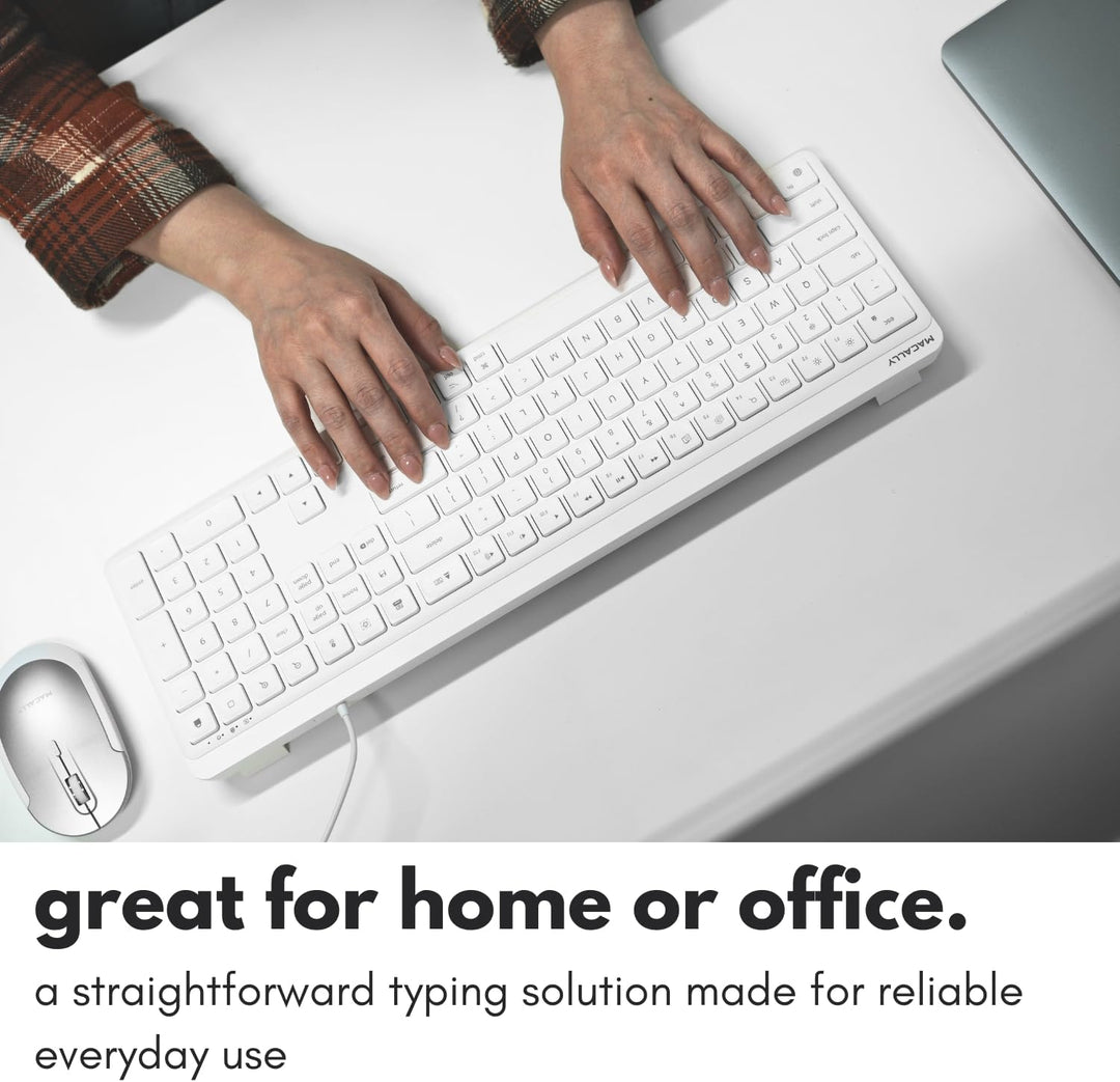 Macally Teclado USB C con cable para Mac (USB C + USB A) - Teclado...