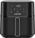 Chefman - Freidora de aire de 6 QT compacta para comidas rápidas y fáciles en minutos, cuenta con tecnología Hi-Fry para una textura extra crujiente, controles táctiles con 4 ajustes preestablecidos