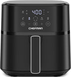 Chefman - Freidora de aire de 6 QT compacta para comidas rápidas y fáciles en minutos, cuenta con tecnología Hi-Fry para una textura extra crujiente, controles táctiles con 4 ajustes preestablecidos