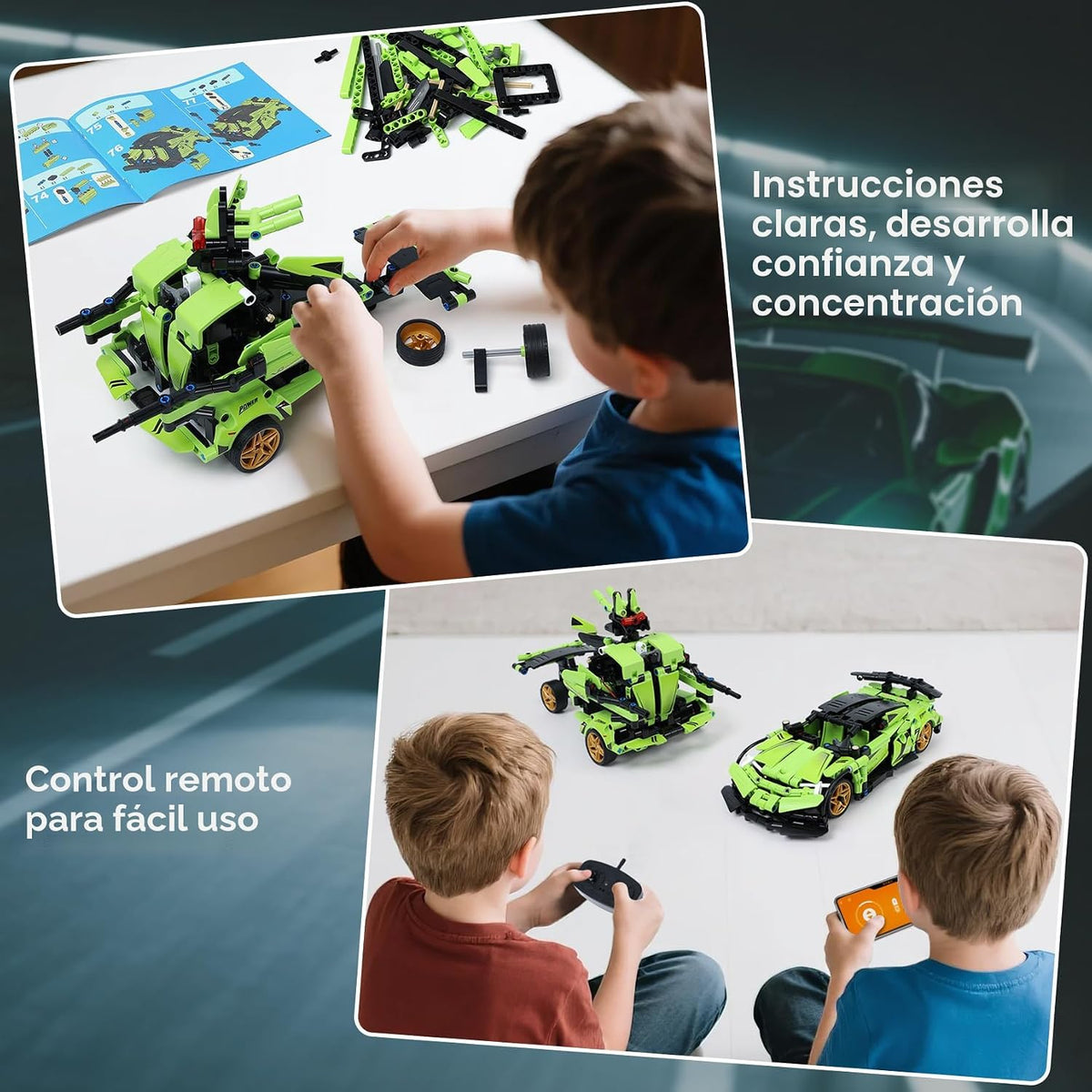 IQKidz Kit de bloques de construcción STEM para niños - Auto de carreras con control remoto y robot de juguete 2 en 1, gran regalo para niños, adolescentes de 6 7 8-12+ años que aman la ingeniería y