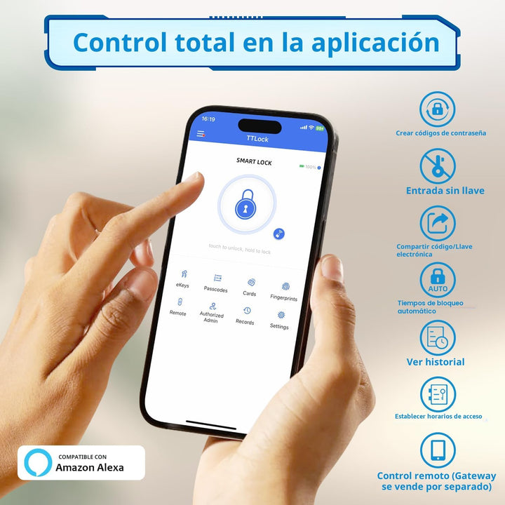 Cerradura de puerta inteligente con asa, cerradura digital de entra...