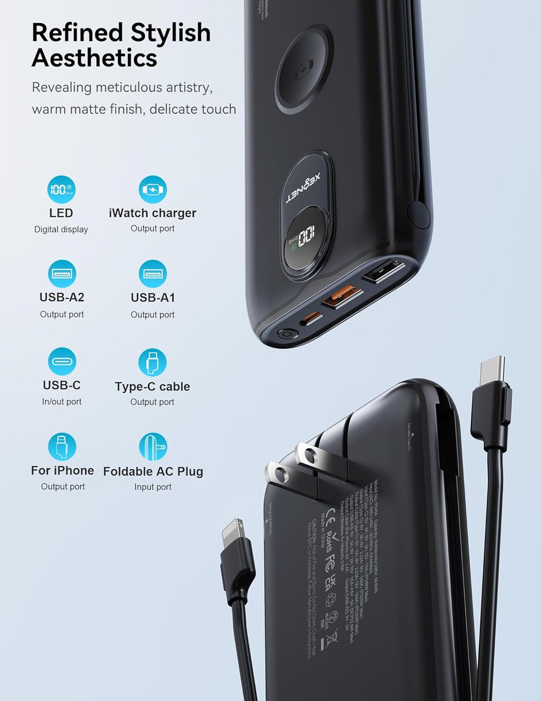 Portable Charger, 10000mAh 22.5W Power Bank Fast Charging with Buil...