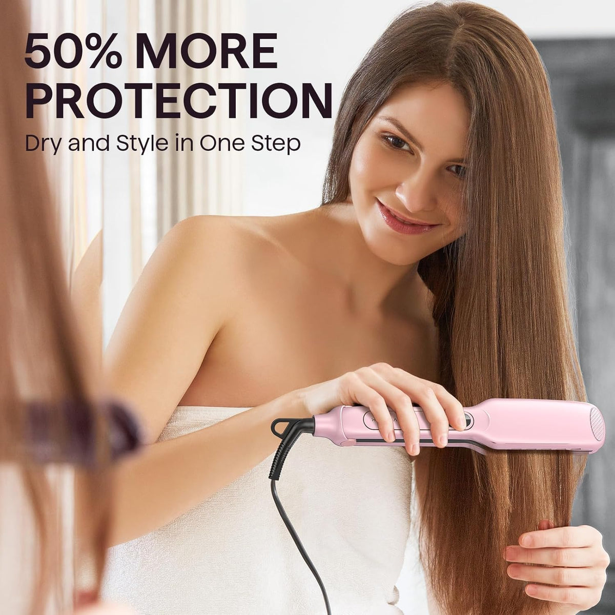 Wavytalk Plancha plana de titanio para cabello húmedo o liso, con v...