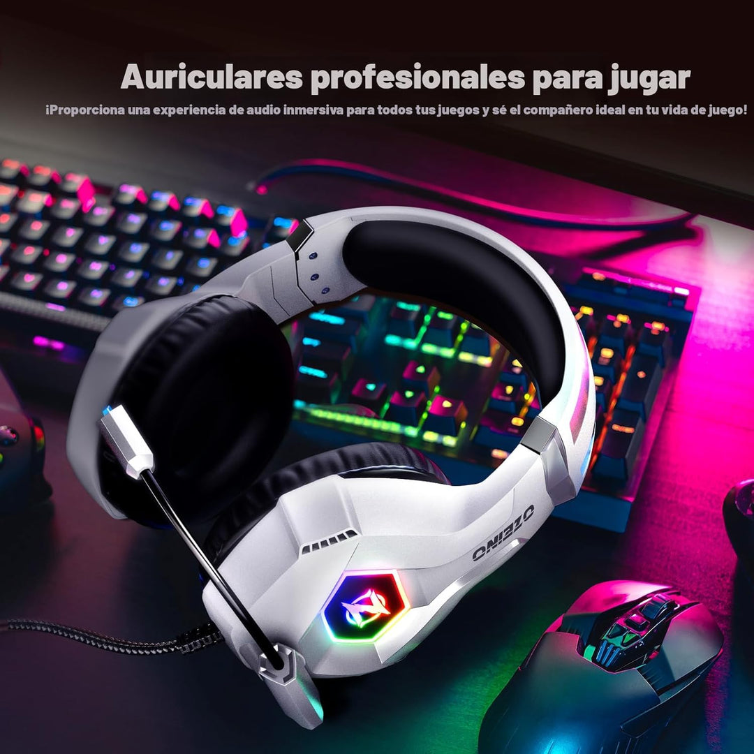 Ozeino - Audífonos para juegos para PC, PS4, PS5, auriculares Xbox...