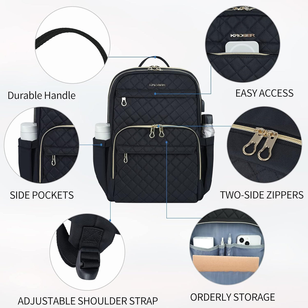 KROSER Mochila para Portátil 15.6" Mochila Elegante de Día con...