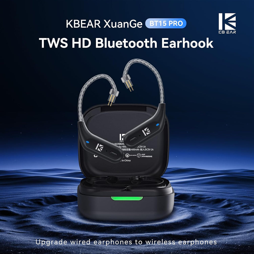 Adaptador Bluetooth KBEAR BT15 PRO IEM, módulo TWS de 5.4 Bluetooth 5.4 de 2 pines para Moondrop CHU II/Aria/Blessing, KZ ZST/AS10/ZST-X/ZSR/ES4/EDC, para Truthear Hexa/Zero (2 pines)