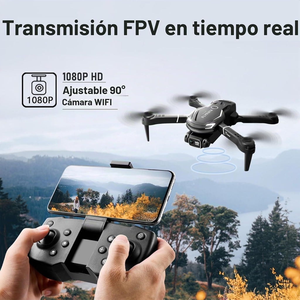 FLYVISTA Mini dron genial con cámara para niños, adultos principiantes, cámara FPV 1080P con control remoto para niños con 2 baterías, despegue y aterrizaje con un solo clic, retención de altitud, modo sin cabeza, giros de 360°, 3 velocidades de marcha, p