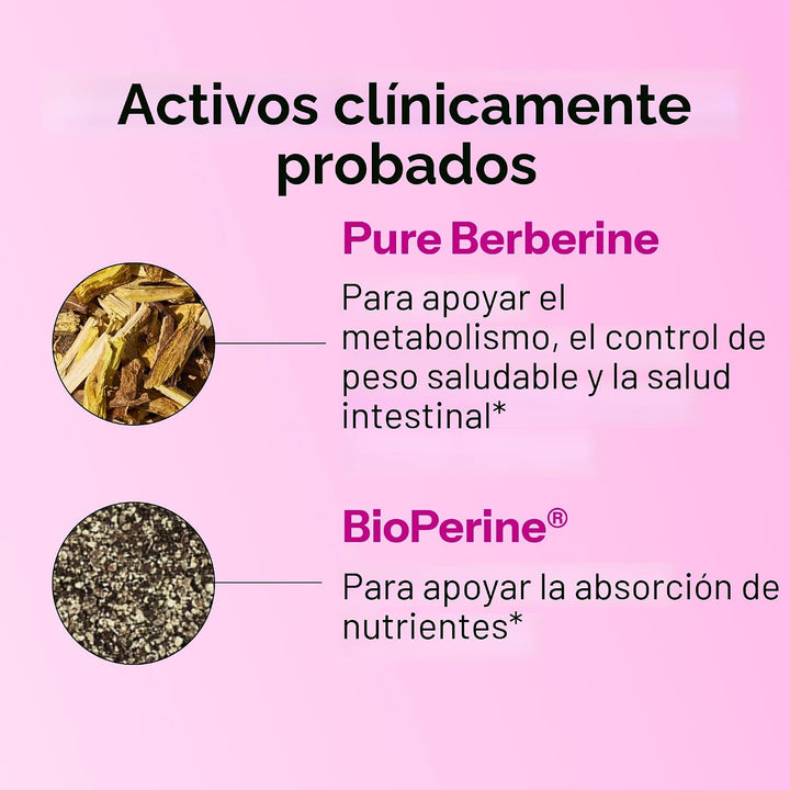 HUM Mejor suplemento de berberina 1200 mg, potencia pura para el bi...