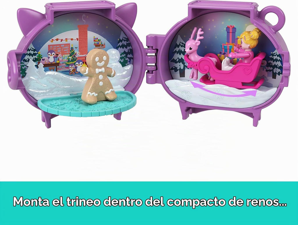 Polly Pocket Mini juguetes, paquete compacto apilable de vacaciones con micro muñeca, accesorios, animal de mascota, juguete de viaje con clip