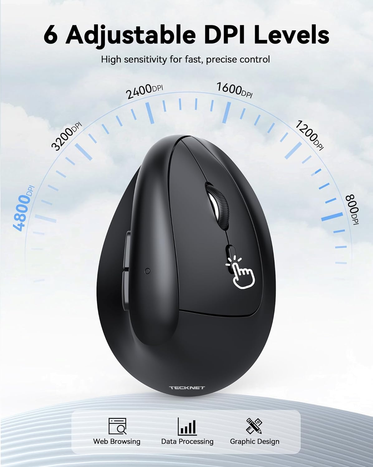 TECKNET Ratón Ergonómico, Ratón Inalámbrico Vertical 2.4G, Ratón de...