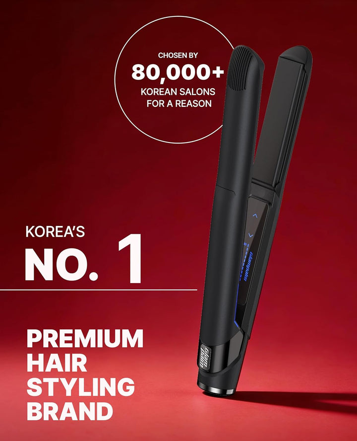 GLAMPALM Plancha de pelo de cerámica de 1 pulgada con infusión de V...