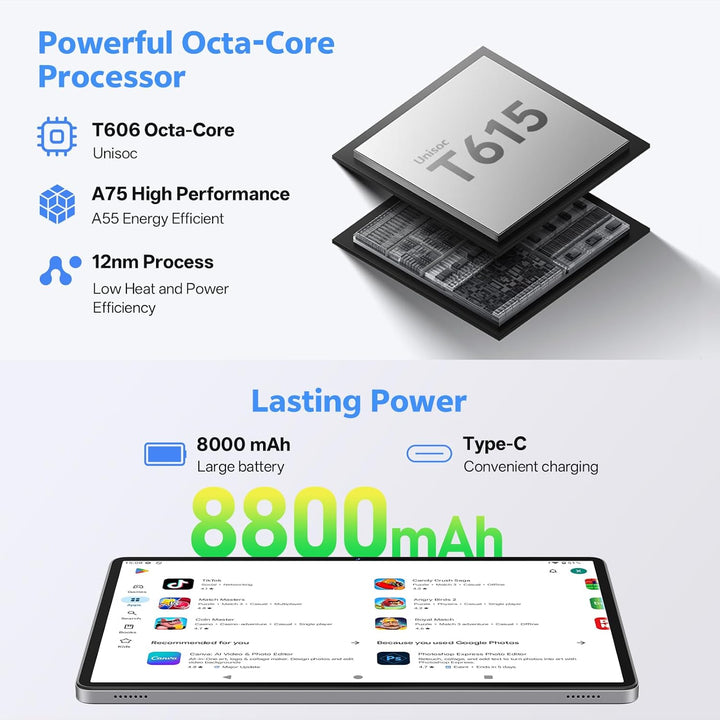 Tableta Android 16 de 2025 con teclado, 20 GB + 128 GB, tableta de...