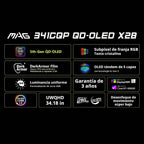 msi MAG 341CQP QD-OLED X28 34 pulgadas UWQHD Tándem QD-OLED Monitor...