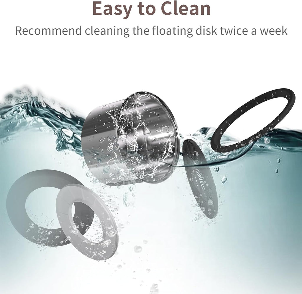 Tazón de agua para perros de 6.5 L, sin derrames, 1.6 galones, tazón de agua de acero inoxidable para perros, gran capacidad, sin salpicaduras, comedero lento con alfombrilla antideslizante para bebedores desordenados, 6.5 L+2 filtros