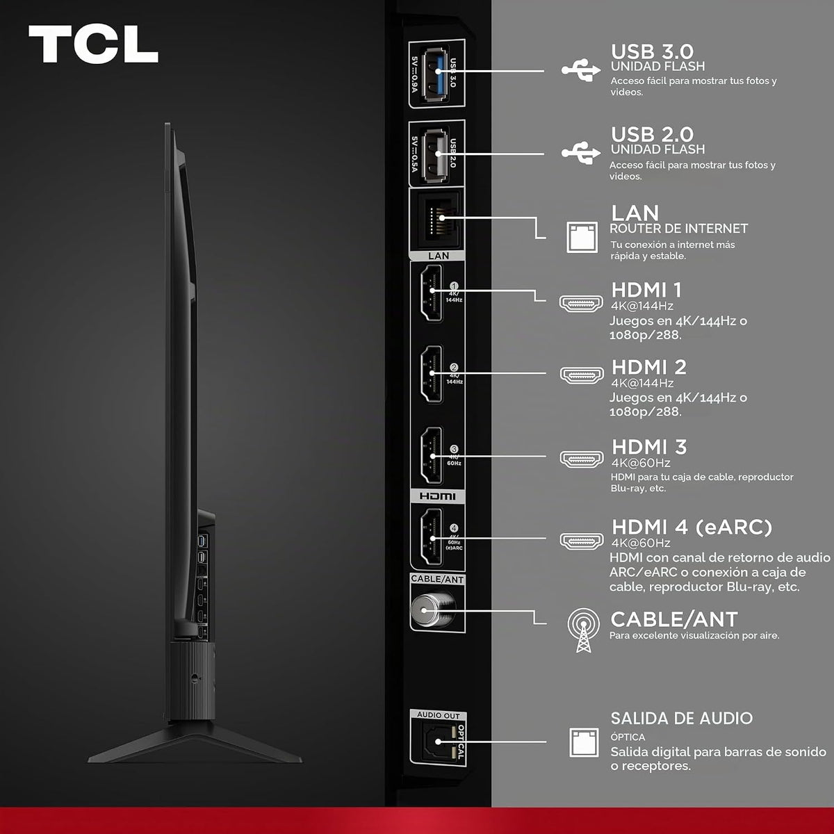 TCL Serie F8D de 65 pulgadas 4K QLED (65F8D, modelo 2026) con Dolby Vision HDR y Dolby Atmos Smart TV con Fire TV, Alexa +, frecuencia de actualización de 144 Hz, retroiluminación LED de alto brillo