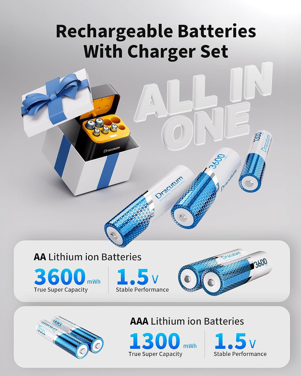batería de litio recargable del AAA de 1.5V AA con el cargador