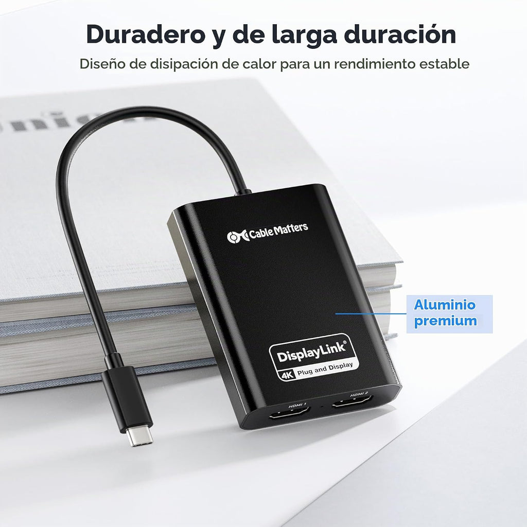 [Certificado DisplayLink] Adaptador Cable Matters USB C a HDMI dual