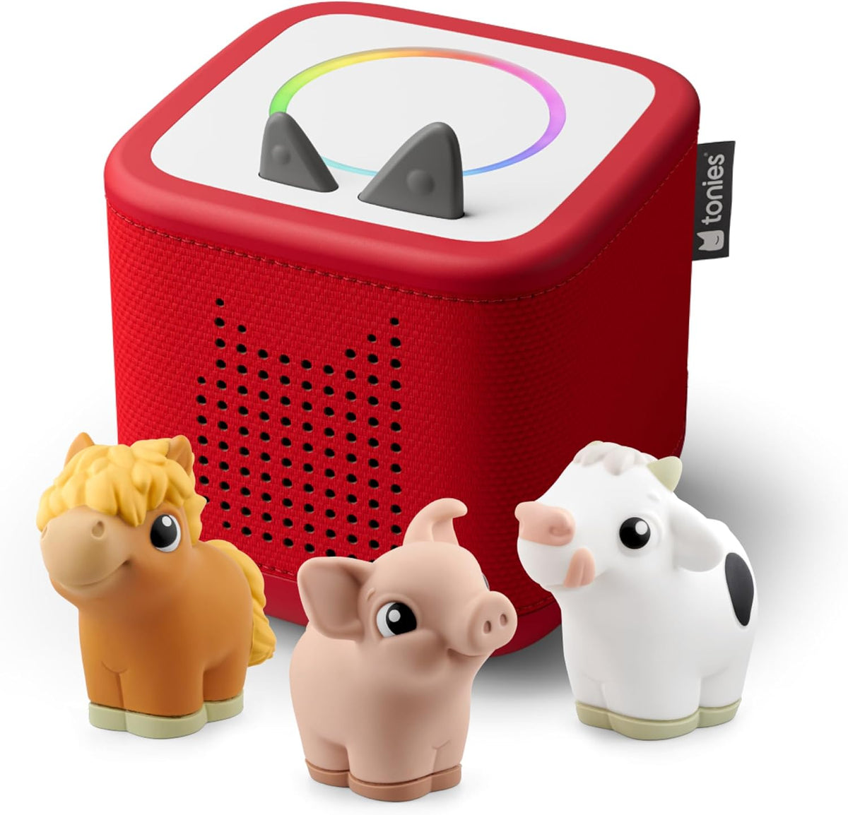 Toniebox 2 My First Farm Bundle para Kids 1+ con Soft y Squeezable Cow, Horse, y Pig - Sunset Red