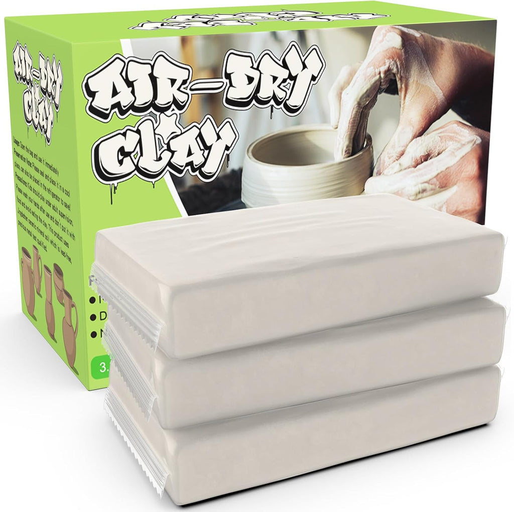 Arcilla seca al aire prémium para niños, arcilla natural para modelar, 3.3 libras, suministros de arte y manualidades para aulas escolares, regalo de juguete para niños, para Navidad, color blanco