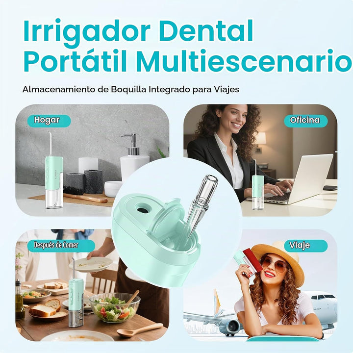 COSLUS Mini Hilo Dental para Viajes: Irrigador Oral Inalámbrico de...