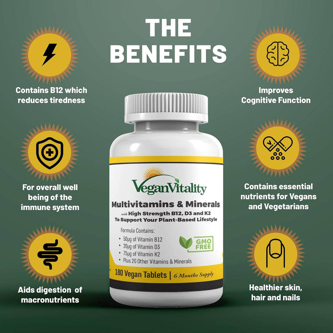 Vegan Vitality Paquete de suplementos de refuerzo - Complejo de mul...