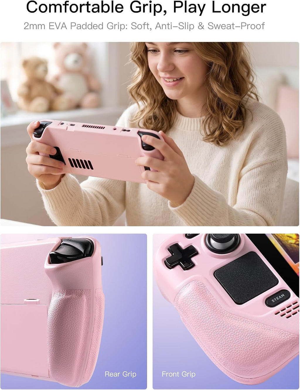 Funda UYIYE para Steam Deck OLED & LCD, Protectora Rosa Divertida con Soporte