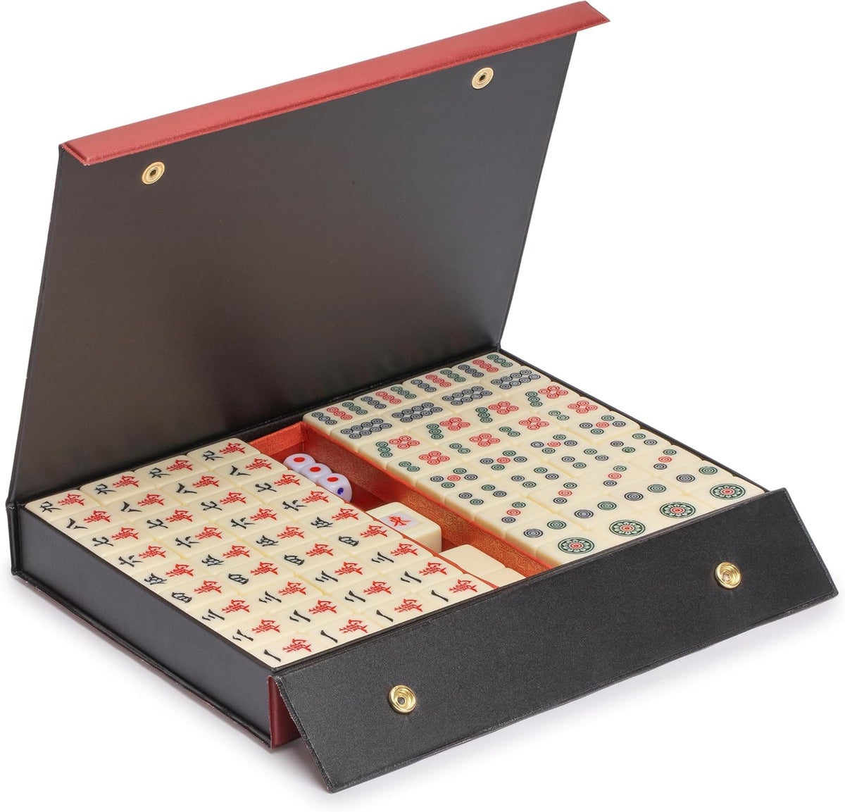 Yellow Mountain Imports - Juego de mahjong chino de tamaño pequeño, "Rogue Classic" con 146 azulejos de color marfil, funda de vinilo, indicador de viento y dados, solo para juego de estilo chino []