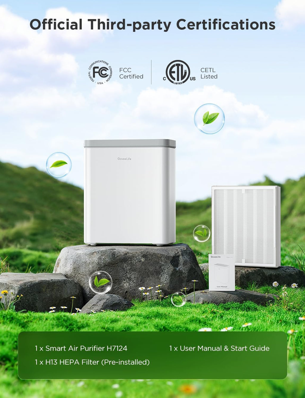 GoveeLife Purificador de aire inteligente para habitaciones grandes del