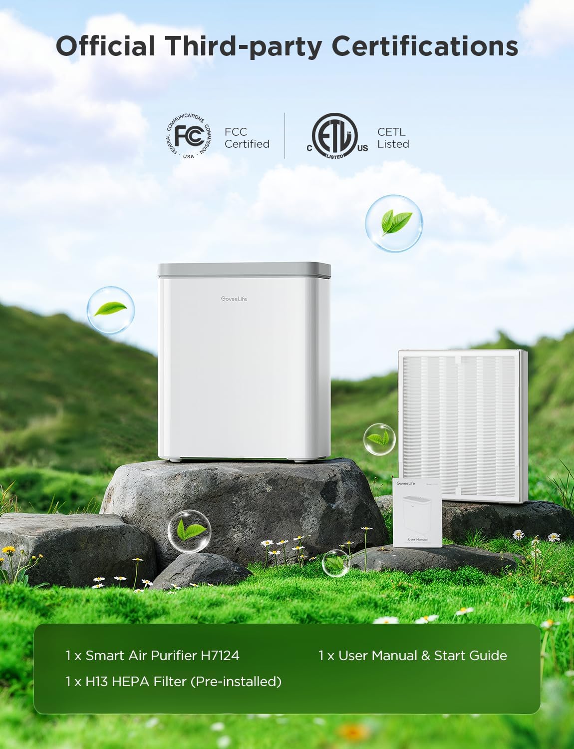 GoveeLife Purificador de aire inteligente para habitaciones grandes del