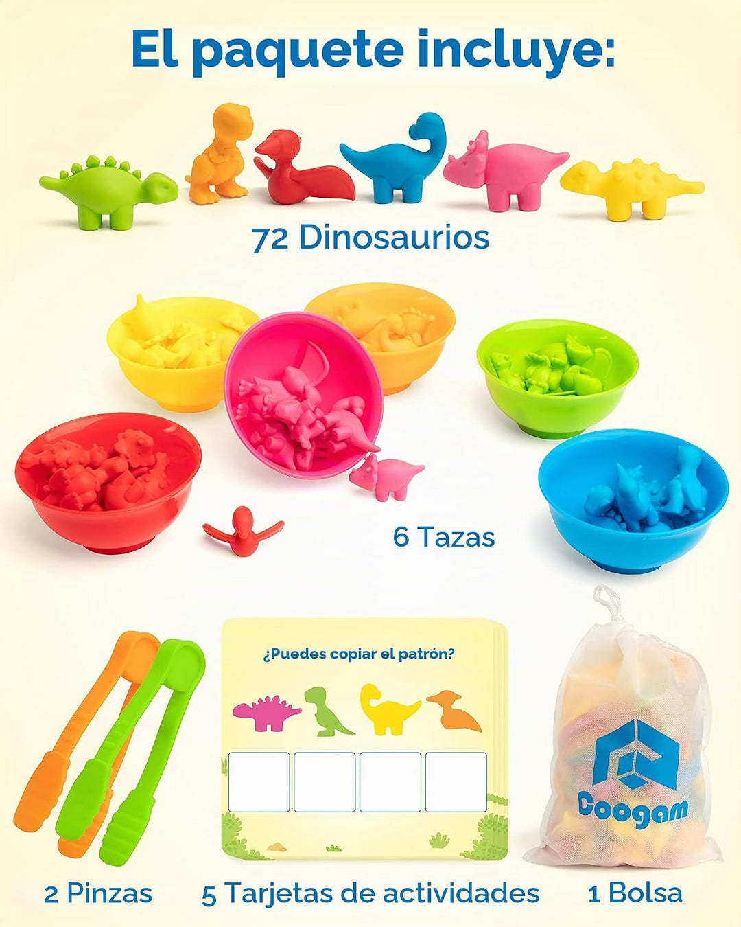 Coogam Juego de clasificación de dinosaurios con cuentas, juego de...