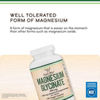 Glicinato de magnesio 400 mg, suplemento de magnesio quelado, 180 cápsulas, 180 unidades
