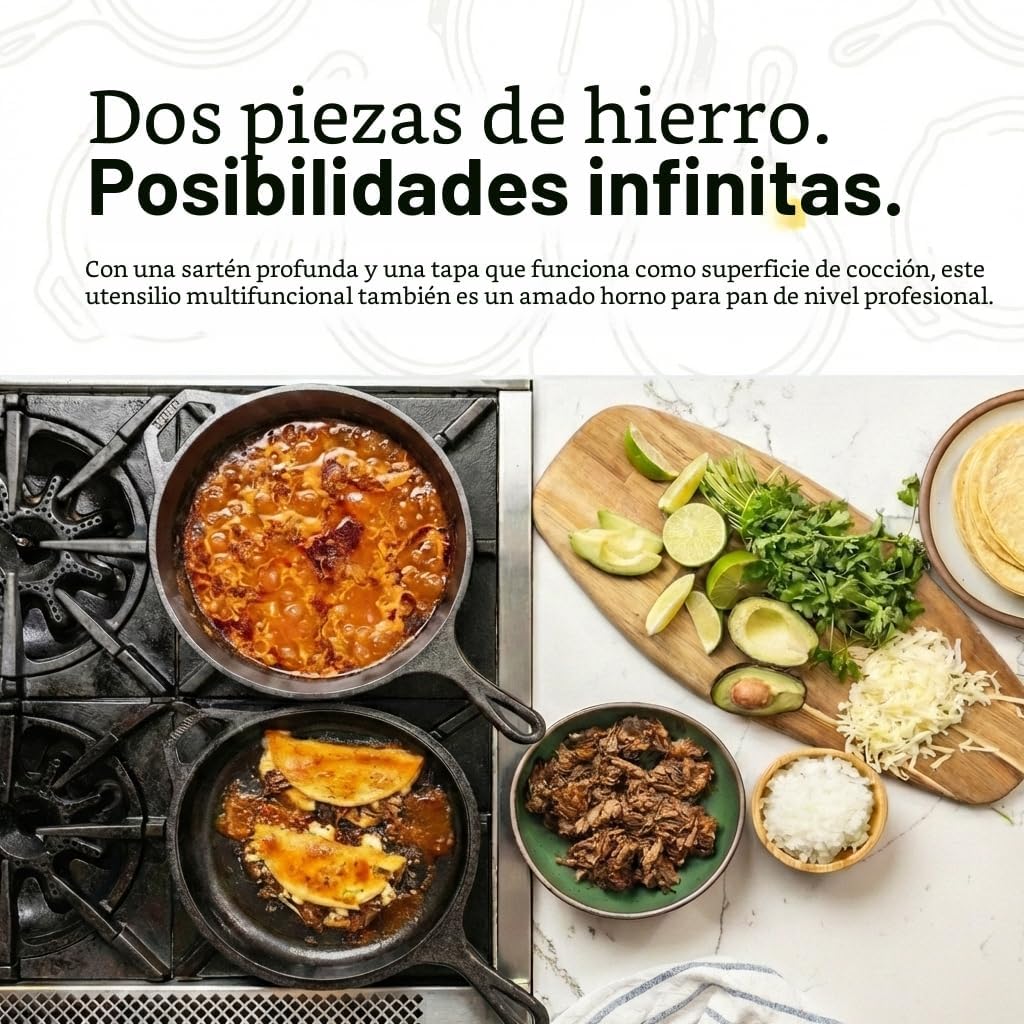 Combo de cocina olla/sartén Lodge LCC3 de hierro fundido precalentado, 3.2 cuartos de galón, Cocina combo, Negro