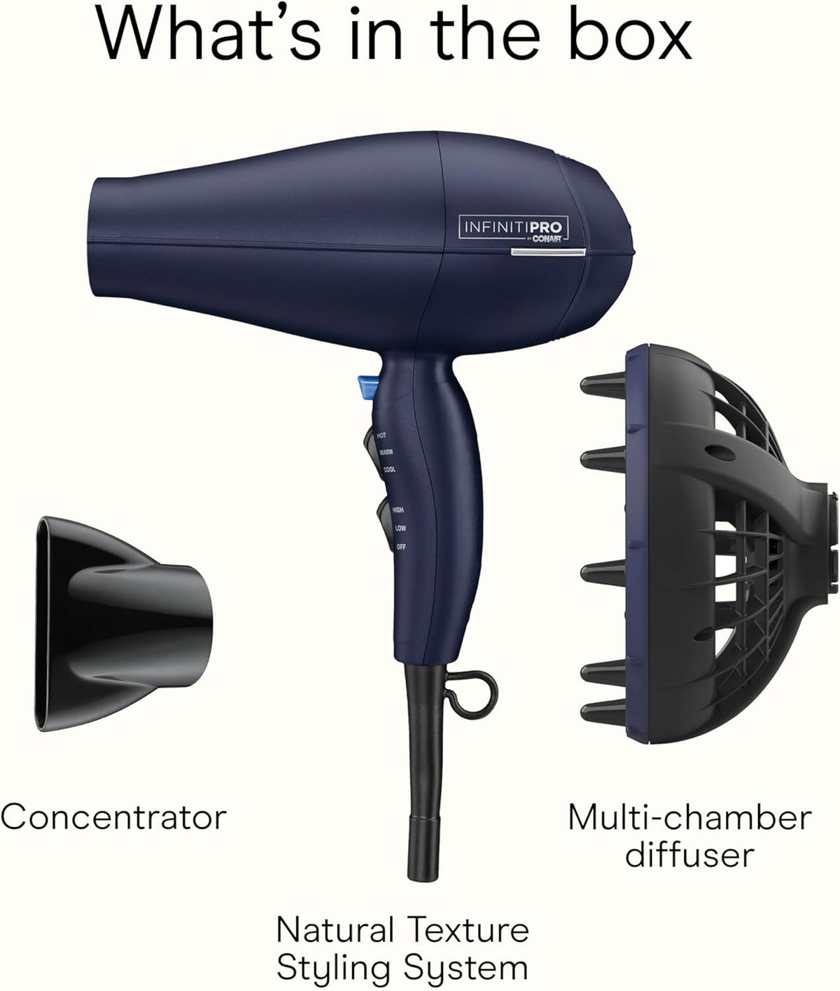 Secador de pelo Infiniti Pro Conair con difusor innovador, mejora r...