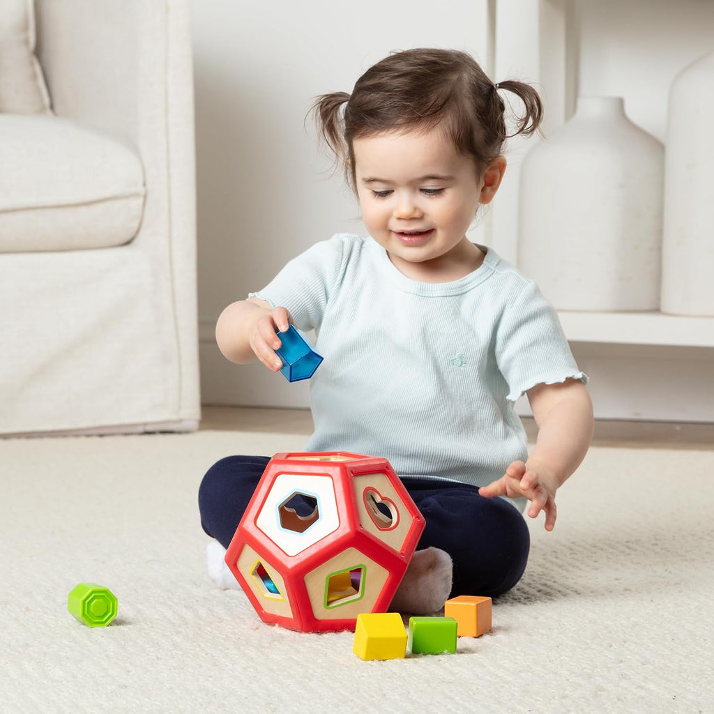 Melissa & Doug Geometric Wooden Shape Sorter 12-Sided Learning Toy