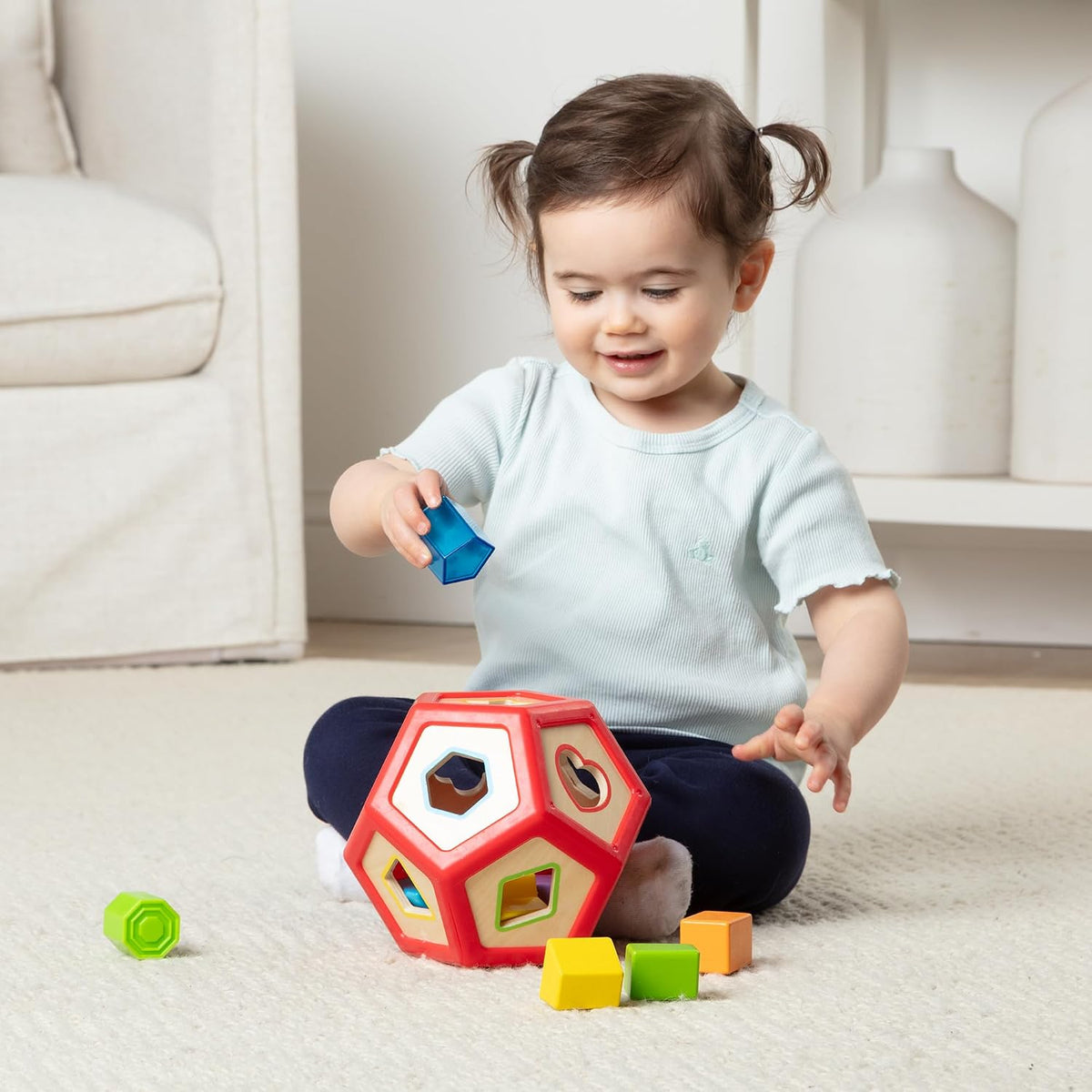 Melissa & Doug Geometric Wooden Shape Sorter 12-Sided Learning Toy