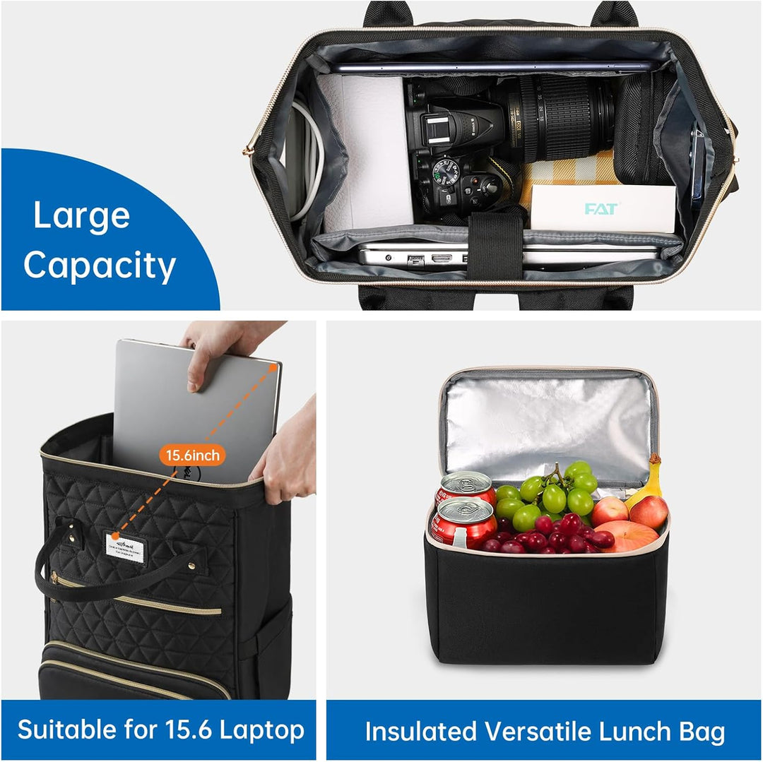 ETRONIK Mochila de almuerzo para mujer, mochila para laptop de 15.6...