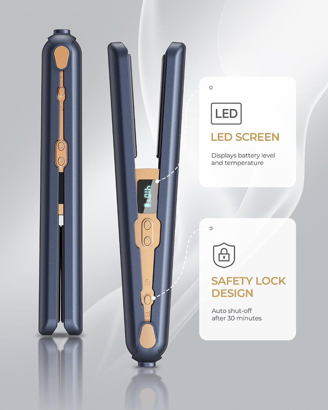 Plancha de pelo de viaje inalámbrica, plancha plana de 9600 mAh, 6...