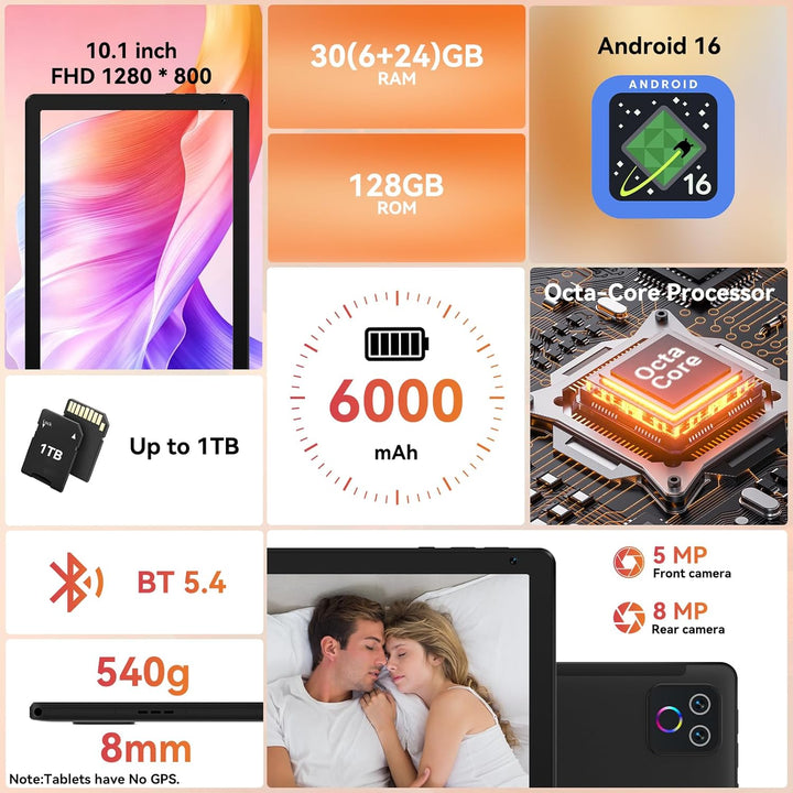 URAO Tableta, tableta Android de 10.1 pulgadas con procesador Octa-...