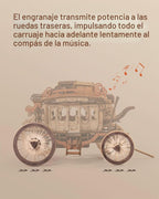 ROBOTIME Caja de rompecabezas de madera con caja de música Stagecoach AMKA1, regalo de día de San Valentín Rompecabezas de madera 3D para adultos, modelo mecánico 3D para construir, regalo de