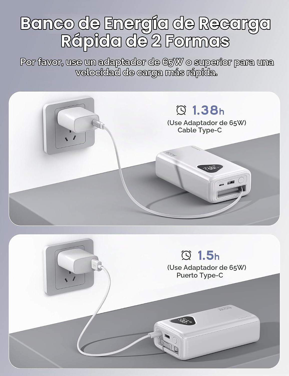 RORRY Banco de energía para computadora portátil, 25000mAh 65W Carg...