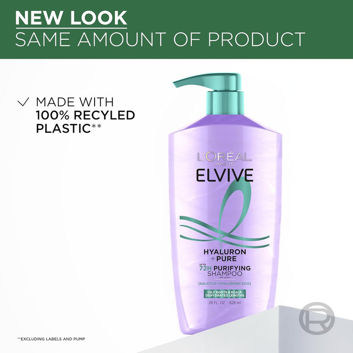 L'Oreal Paris Elvive Hyaluron + Pure - Juego de champú y acondi...
